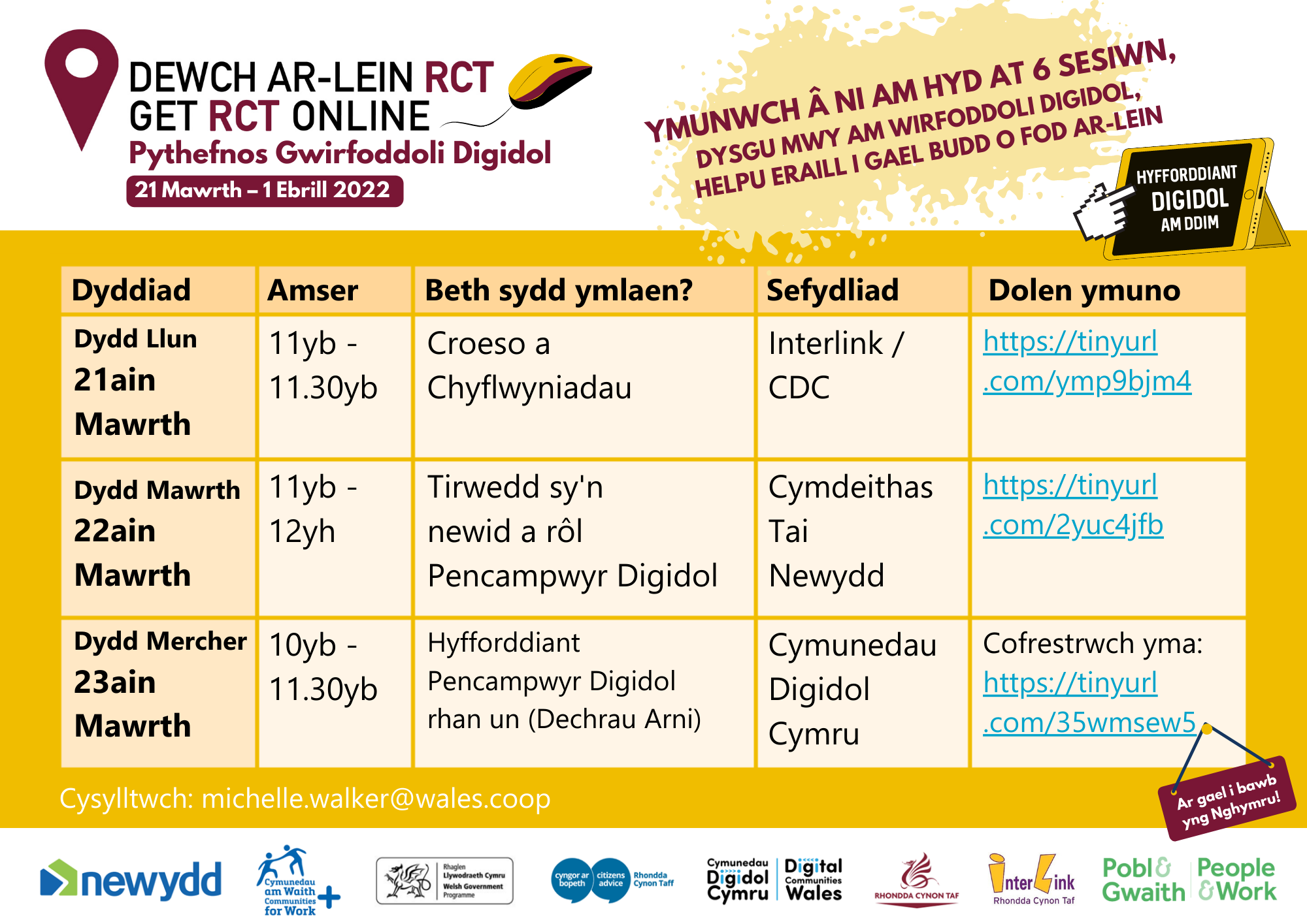 Digital Volunteer timetable 1