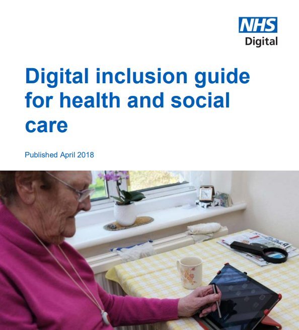 NHS Digital, England - Canllaw cynhwysiant digidol ar gyfer iechyd a gofal cymdeithasol delwedd clawr blaen 