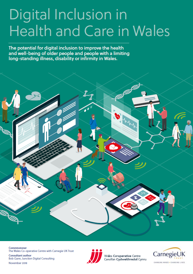 Front cover of Digital inclusion in health and care in Wales report