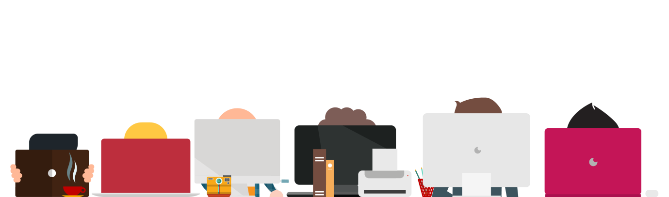 illistrated people working at computer screens