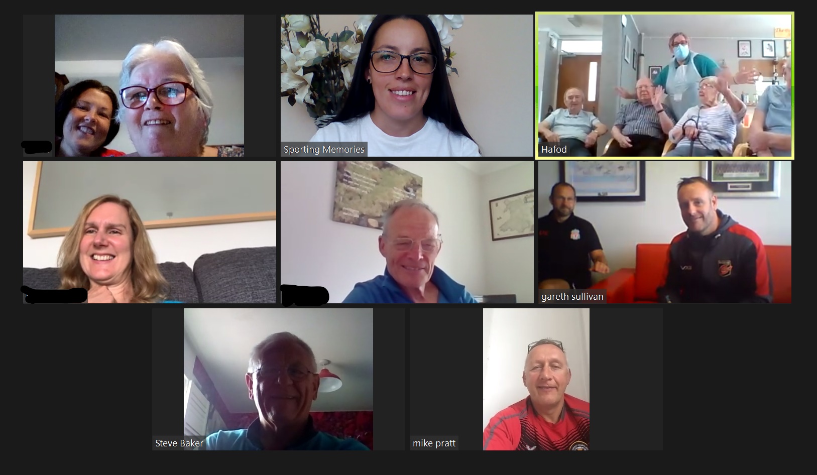 Care homes and vulnerable adults together on a Zoom call with Gareth Sullivan, Inclusion Officer for Dragons Rugby
