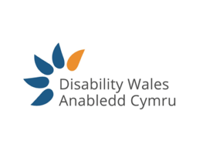 The logo of Disability Wales. It reads 'Disability Wales, Anabledd Cymru'.