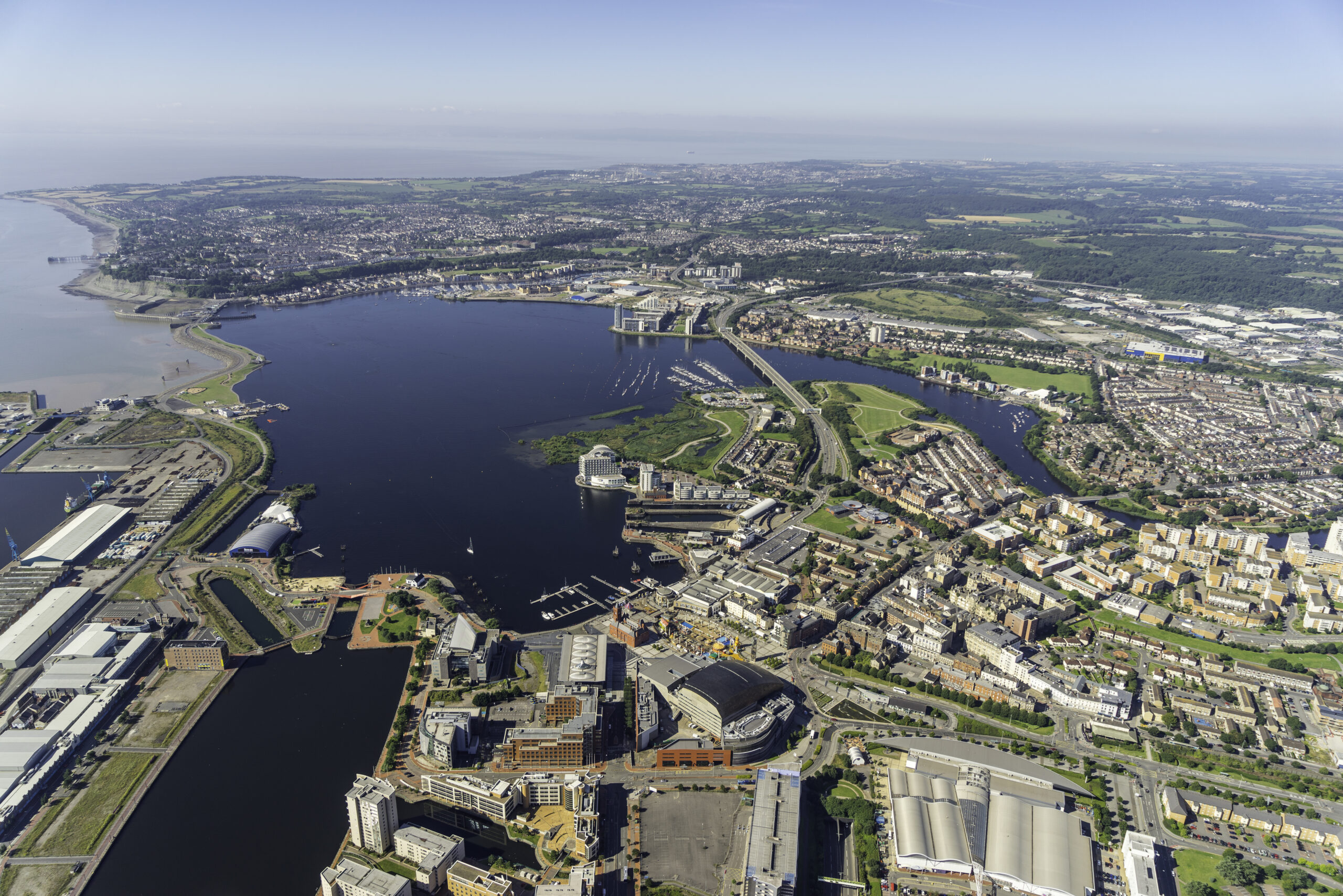 An aerial photograph of Cardiff.