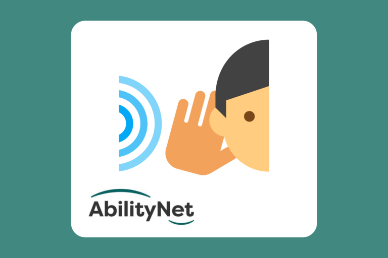 Promotional image for a digital skills session called 'Accessibility with AbilityNet', taking place at 10am on 16th November 2022