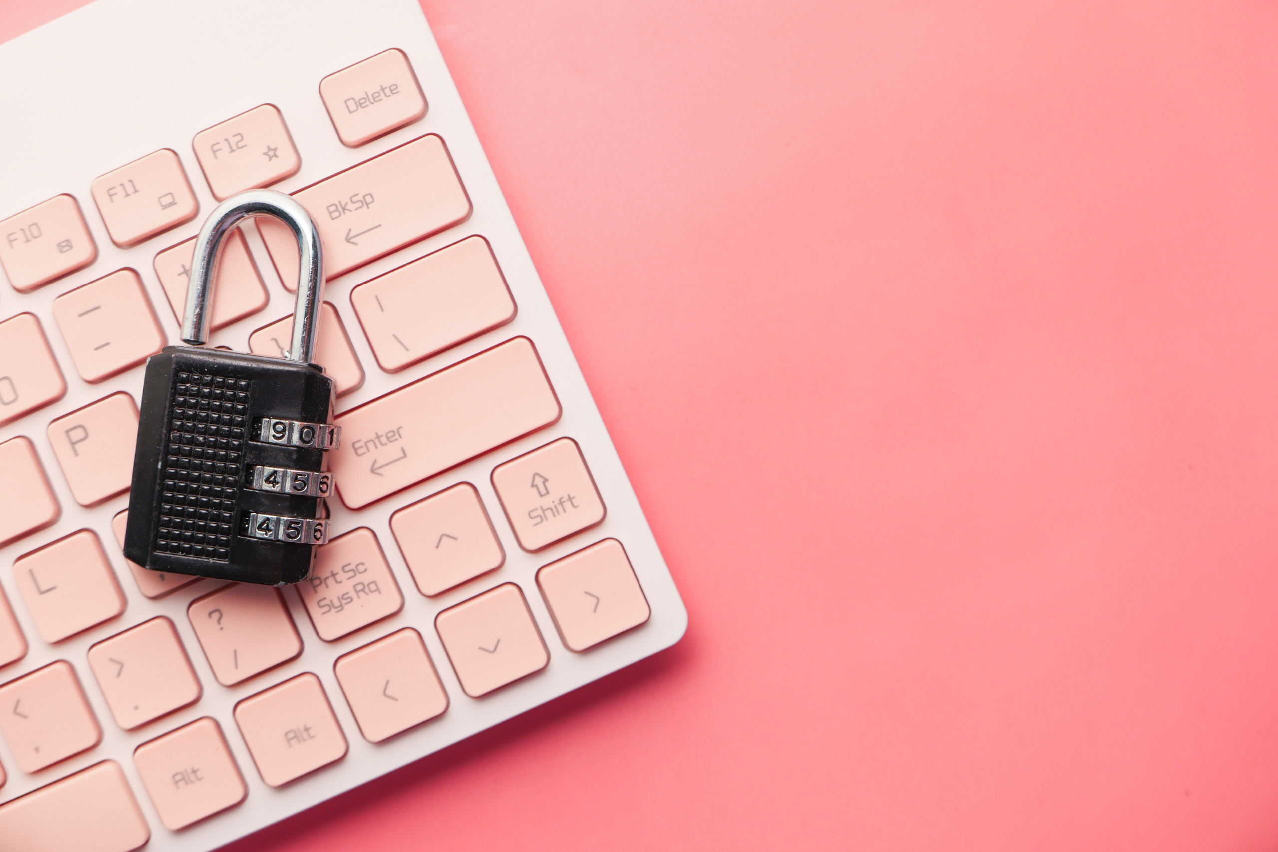 A computer keyboard with a lock.