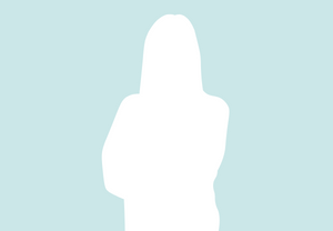 Silhouette placeholder image. Light blue background. Female.