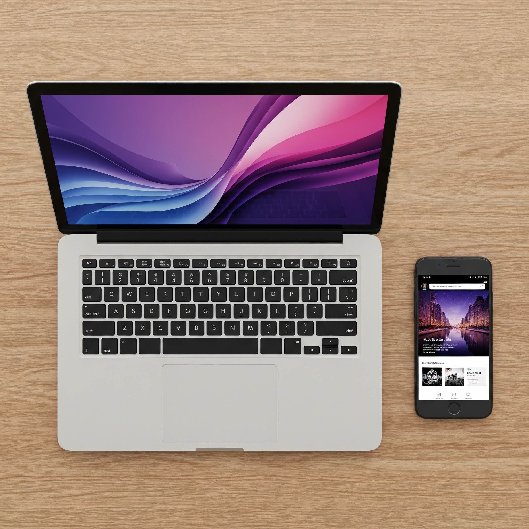 laptop and phone on desk