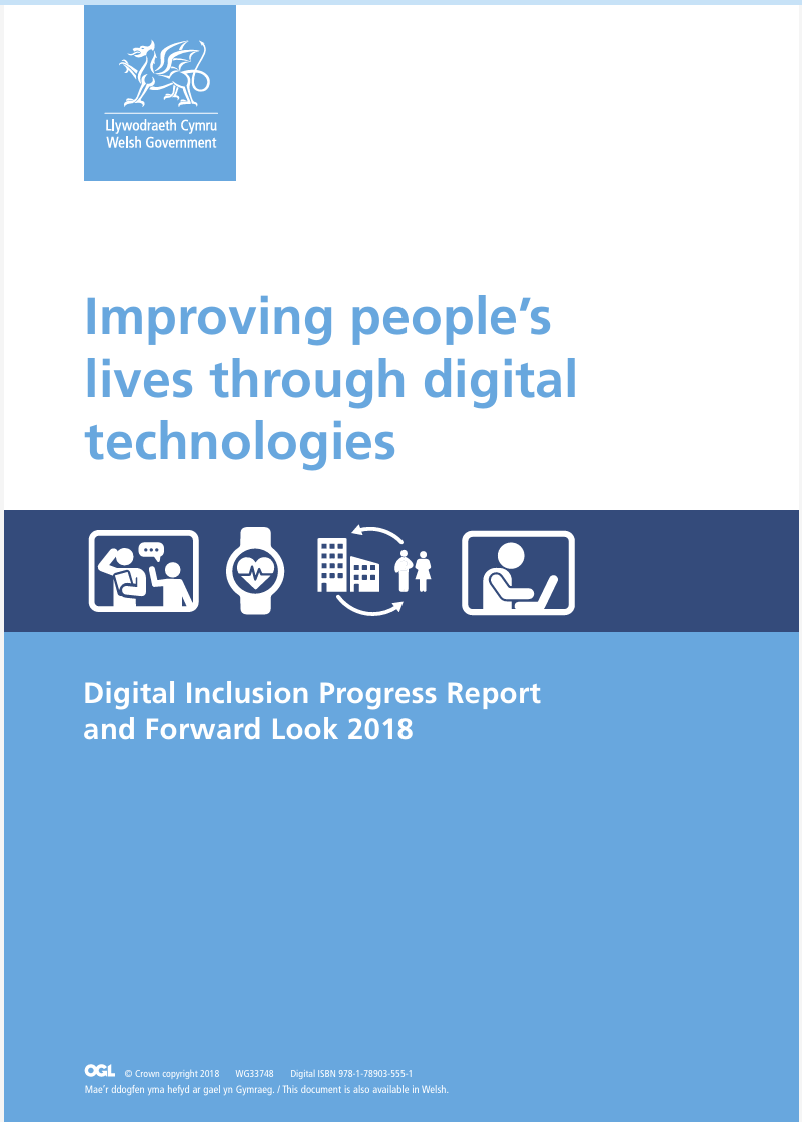 Welsh Government Report Front Cover - Improving people’s lives through digital technologies 2018